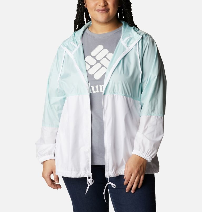 Columbia Flash Forward Windbreaker Jakke Dame Mint Hvite | Plus Size 41926W